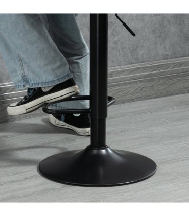 Set Of 2 Microfibre Retro Tub Bar Stools w/ Metal Frame Footrest Home Seat Brown