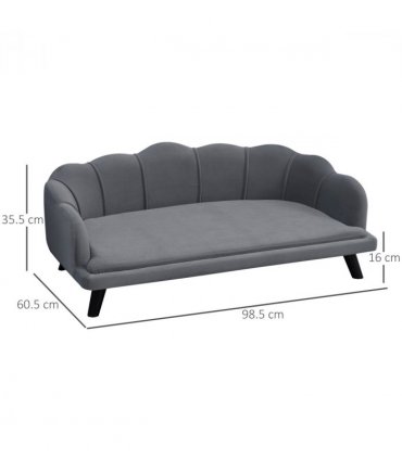 PawHut Dog Sofa, Pet Couch Bed for Medium, Large Dogs w/ Legs, Cushion - Grey