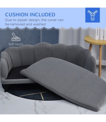 PawHut Dog Sofa, Pet Couch Bed for Medium, Large Dogs w/ Legs, Cushion - Grey