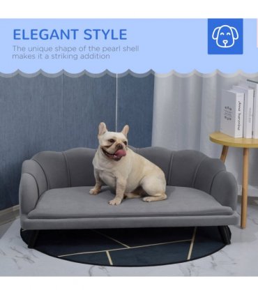 PawHut Dog Sofa, Pet Couch Bed for Medium, Large Dogs w/ Legs, Cushion - Grey