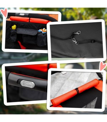 PawHut Foldable Dog Carriage w/ Universal Wheels, Shock Absorber - Red