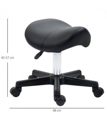 Saddle Stool PU Leather Adjustable Rolling Salon Chair Steel Frame for Massage