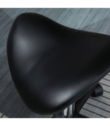 Saddle Stool PU Leather Adjustable Rolling Salon Chair Steel Frame for Massage