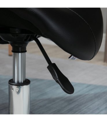 Saddle Stool PU Leather Adjustable Rolling Salon Chair Steel Frame for Massage