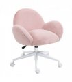 Fluffy Leisure Chair Office Chair w/ Backrest and Armrest for Bedroom Pink