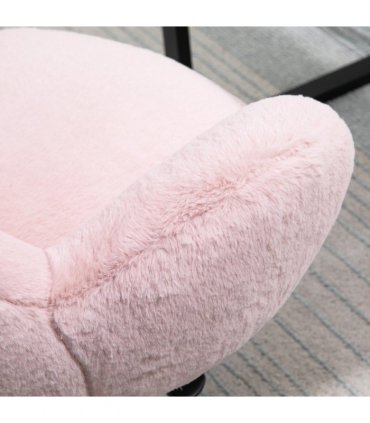 Fluffy Leisure Chair Office Chair w/ Backrest and Armrest for Bedroom Pink