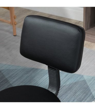 Salon Chair Swivel Adjustable Padded Seat Back 5 Wheels Black PU Leather 48cm
