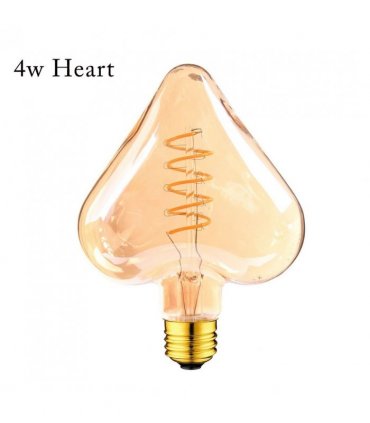 LED Soft Light Heart E27 4W Filament Glass Retro Warm White 3 Pack