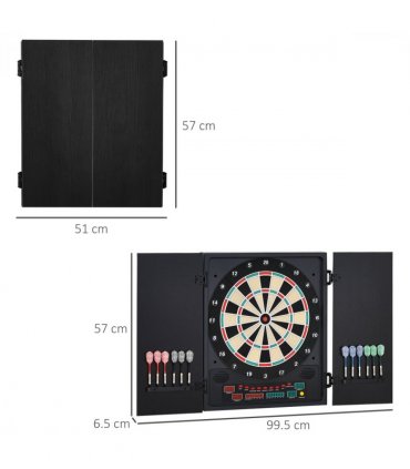 Electronic Dartboard with LED Digital Score Board 27Games Storage Cabinet