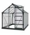 Greenhouse Polycarbonate Grey 190cm x 252cm x 201cm Aluminium Frame Slide Door