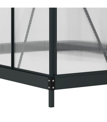 Greenhouse Polycarbonate Grey 190cm x 252cm x 201cm Aluminium Frame Slide Door