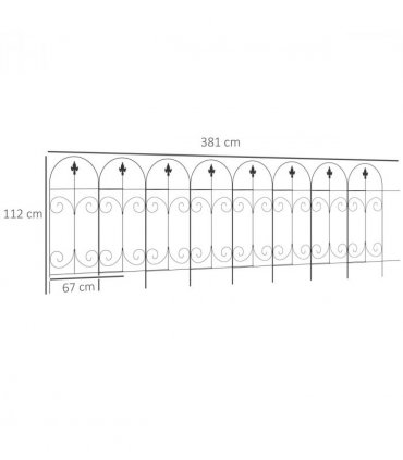 8PCs Garden Fencing Panels 44in x 12.5ft Flower Bed Border Edging Animal Barrier