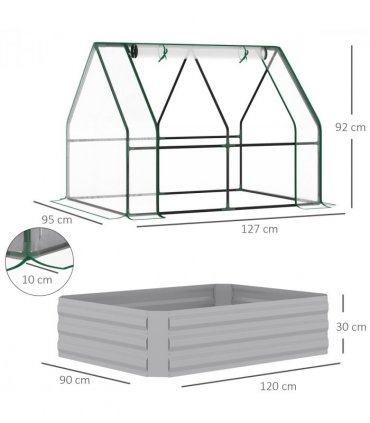 Steel Raised Garden Planter Box Kit Greenhouse Dual hick color steel plate