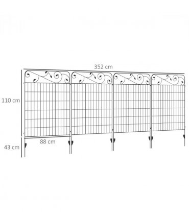 4PCs Garden Fencing Panels 43in x 11.5ft Flower Bed Border Edging Animal Barrier