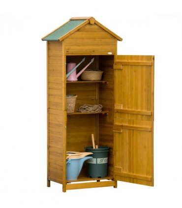 Wooden Garden Storage Shed Tool Cabinet w/ Two Lockable Door 191.5x79x49cm