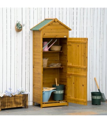 Wooden Garden Storage Shed Tool Cabinet w/ Two Lockable Door 191.5x79x49cm