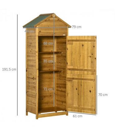 Wooden Garden Storage Shed Tool Cabinet w/ Two Lockable Door 191.5x79x49cm