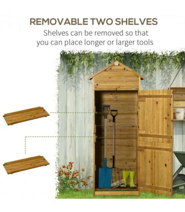 Wooden Garden Storage Shed Tool Cabinet w/ Two Lockable Door 191.5x79x49cm