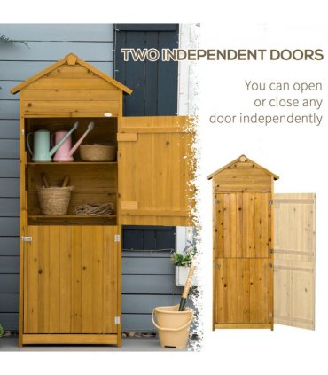Wooden Garden Storage Shed Tool Cabinet w/ Two Lockable Door 191.5x79x49cm