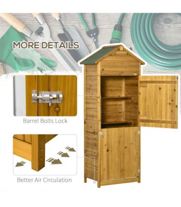 Wooden Garden Storage Shed Tool Cabinet w/ Two Lockable Door 191.5x79x49cm