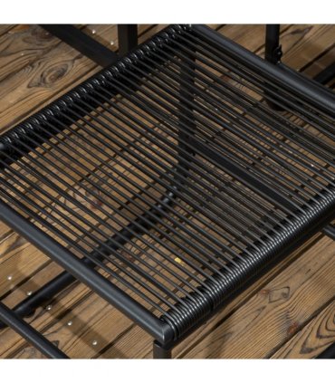Dining Set, Rattan, Black, 165cmx110cmx75cm, 11-PC, 10-seater Table & Chair