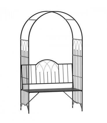 Garden Arch Bench Outdoor Patio Trellis Arbor for Climbing Plant Antique Black