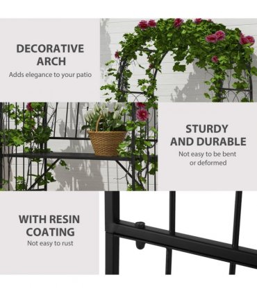 Garden Arch Bench Outdoor Patio Trellis Arbor for Climbing Plant Antique Black