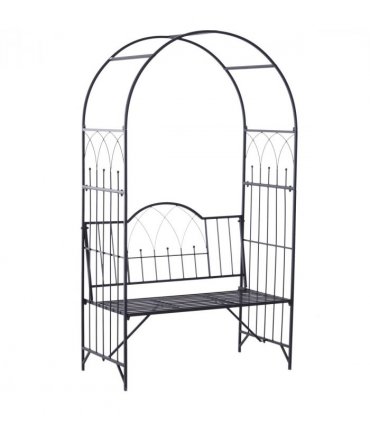 Garden Arch Bench Outdoor Patio Trellis Arbor for Climbing Plant Antique Black