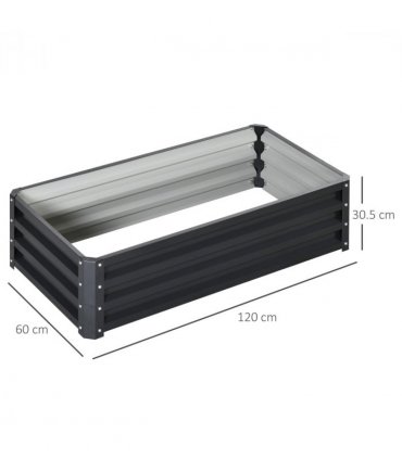 Raised Garden Bed Steel Planter Growing Box for Vegetables Flowers Grey