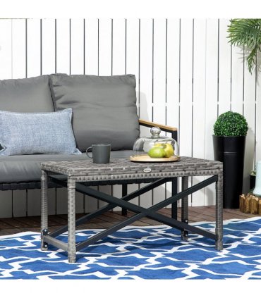 Outdoor Coffee Table Plastic Grey 80cmx40cmx43cm PE Wicker Outdoor Coffee Table