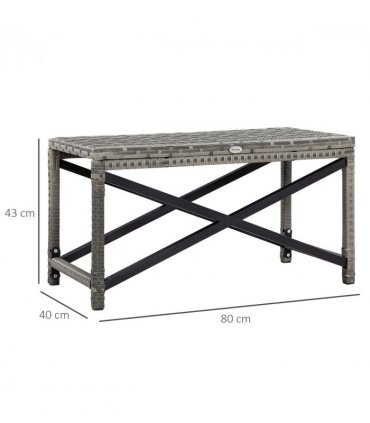 Outdoor Coffee Table Plastic Grey 80cmx40cmx43cm PE Wicker Outdoor Coffee Table