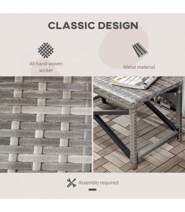 Outdoor Coffee Table Plastic Grey 80cmx40cmx43cm PE Wicker Outdoor Coffee Table