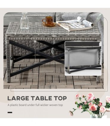 Outdoor Coffee Table Plastic Grey 80cmx40cmx43cm PE Wicker Outdoor Coffee Table