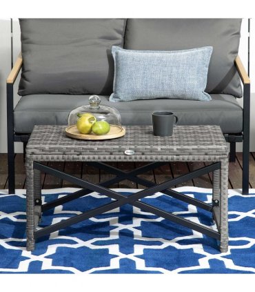 Outdoor Coffee Table Plastic Grey 80cmx40cmx43cm PE Wicker Outdoor Coffee Table