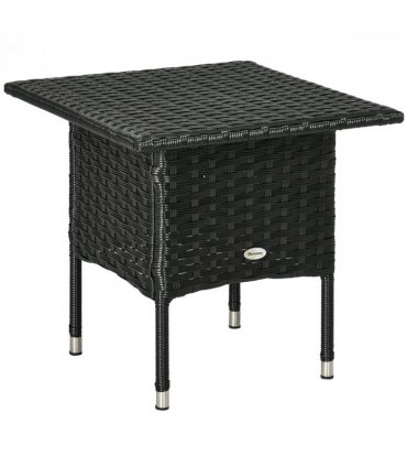 Outdoor Coffee Table PE  Black 50cmx50cmx47cm Rattan Side Table Patio Garden