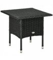 Outdoor Coffee Table PE  Black 50cmx50cmx47cm Rattan Side Table Patio Garden