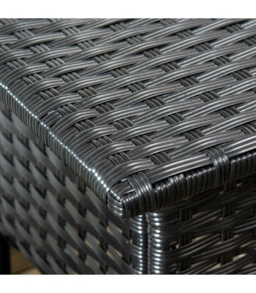Outdoor Coffee Table PE  Black 50cmx50cmx47cm Rattan Side Table Patio Garden