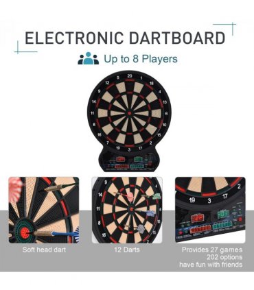 Electronic Dartboard LED Digital Score 27 Games with 12 Soft Darts Ready-to-Play