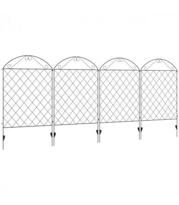 Metal Black 88cm x 110cm Garden Fencing Panels Elegant Vine Patterns 3.5m Length