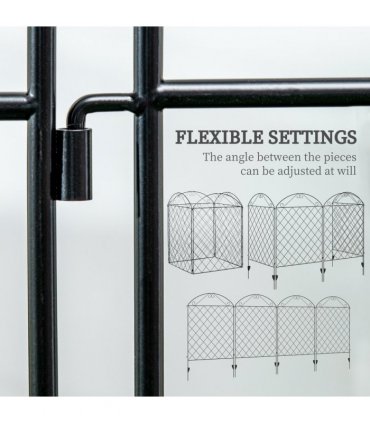 Metal Black 88cm x 110cm Garden Fencing Panels Elegant Vine Patterns 3.5m Length