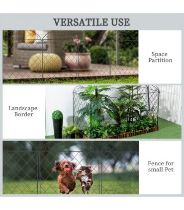 Metal Black 88cm x 110cm Garden Fencing Panels Elegant Vine Patterns 3.5m Length
