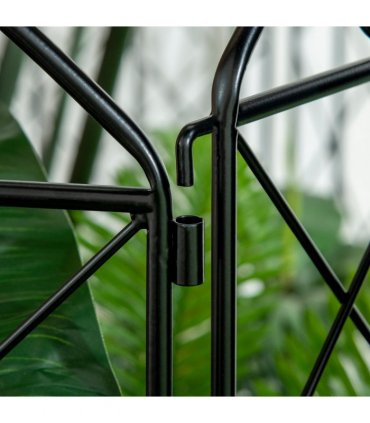 Metal Black 88cm x 110cm Garden Fencing Panels Elegant Vine Patterns 3.5m Length