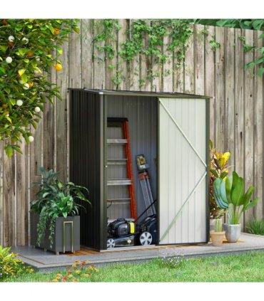 Outdoor Storage Shed Steel Garden Shed w/ Lockable Door for Backyard Patio Lawn