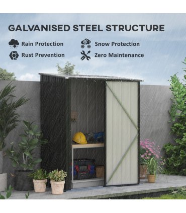 Outdoor Storage Shed Steel Garden Shed w/ Lockable Door for Backyard Patio Lawn