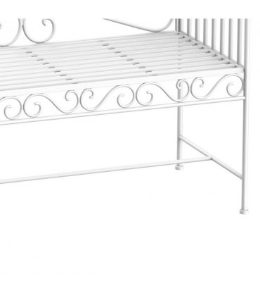 2 Seater Metal Bench Park Seating Outdoor Furniture Chair w/ Backrest White