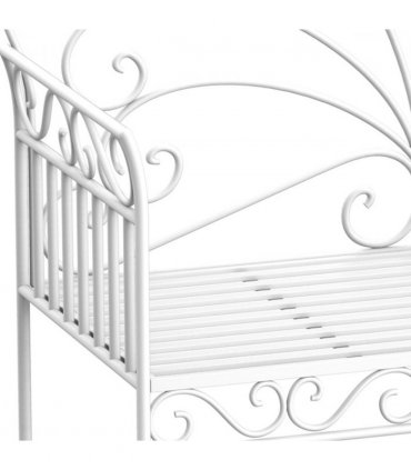 2 Seater Metal Bench Park Seating Outdoor Furniture Chair w/ Backrest White