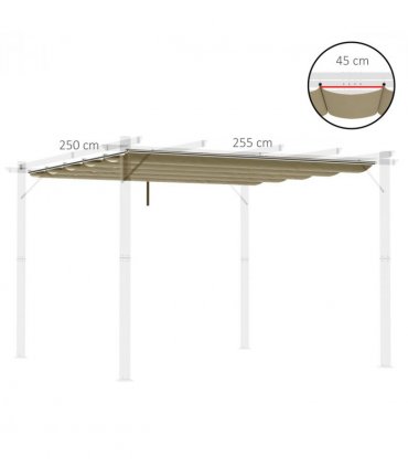 Pergola Shade Cover for 3 x 3m Pergola, Replacement Canopy Fabric Only, Tan