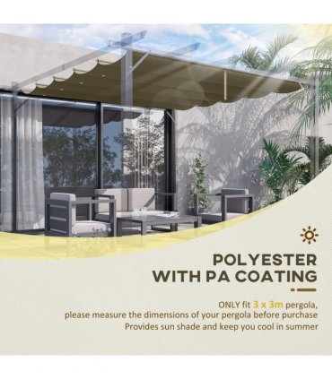 Pergola Shade Cover for 3 x 3m Pergola, Replacement Canopy Fabric Only, Tan