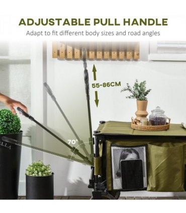 Folding Garden Trolley Collapsible Camping Trolley Steel with Folding Board