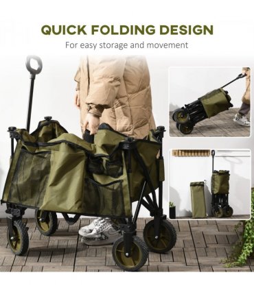 Folding Garden Trolley Collapsible Camping Trolley Steel with Folding Board